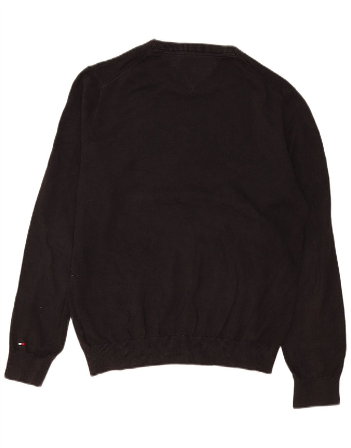 Tommy Hilfiger Herren-Pullover mit Rundhalsausschnitt, mittelgraue Colourblock-Baumwolle