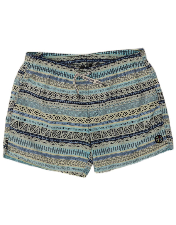 Maui and Sons Herren-Badeshorts 2XL, blaues geometrisches Polyamid