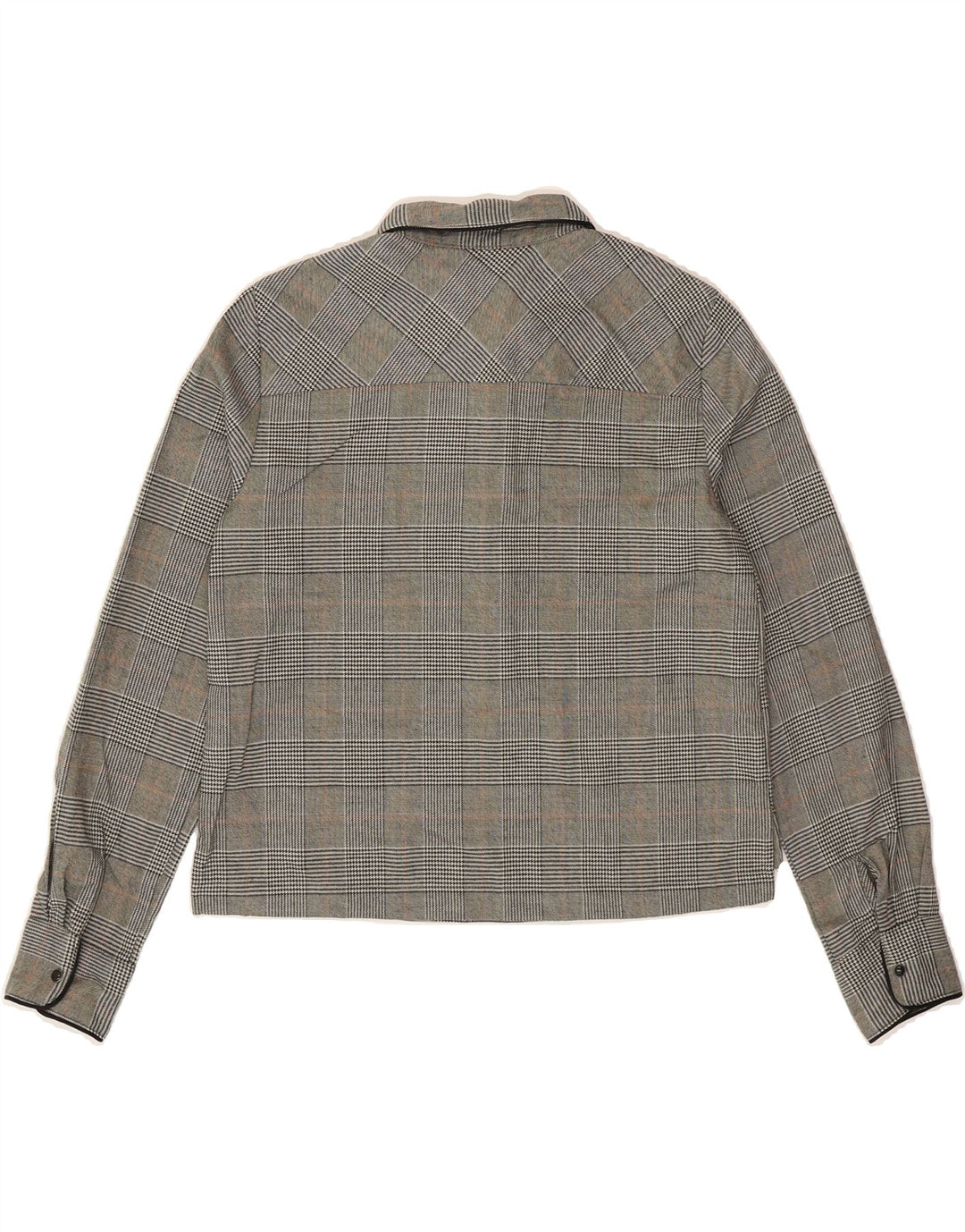 BENETTON Womens Crop Pullover Shirt UK 6 XS Grey Check Polyester Vintage Benetton and Second-Hand Benetton from Messina Hembry 