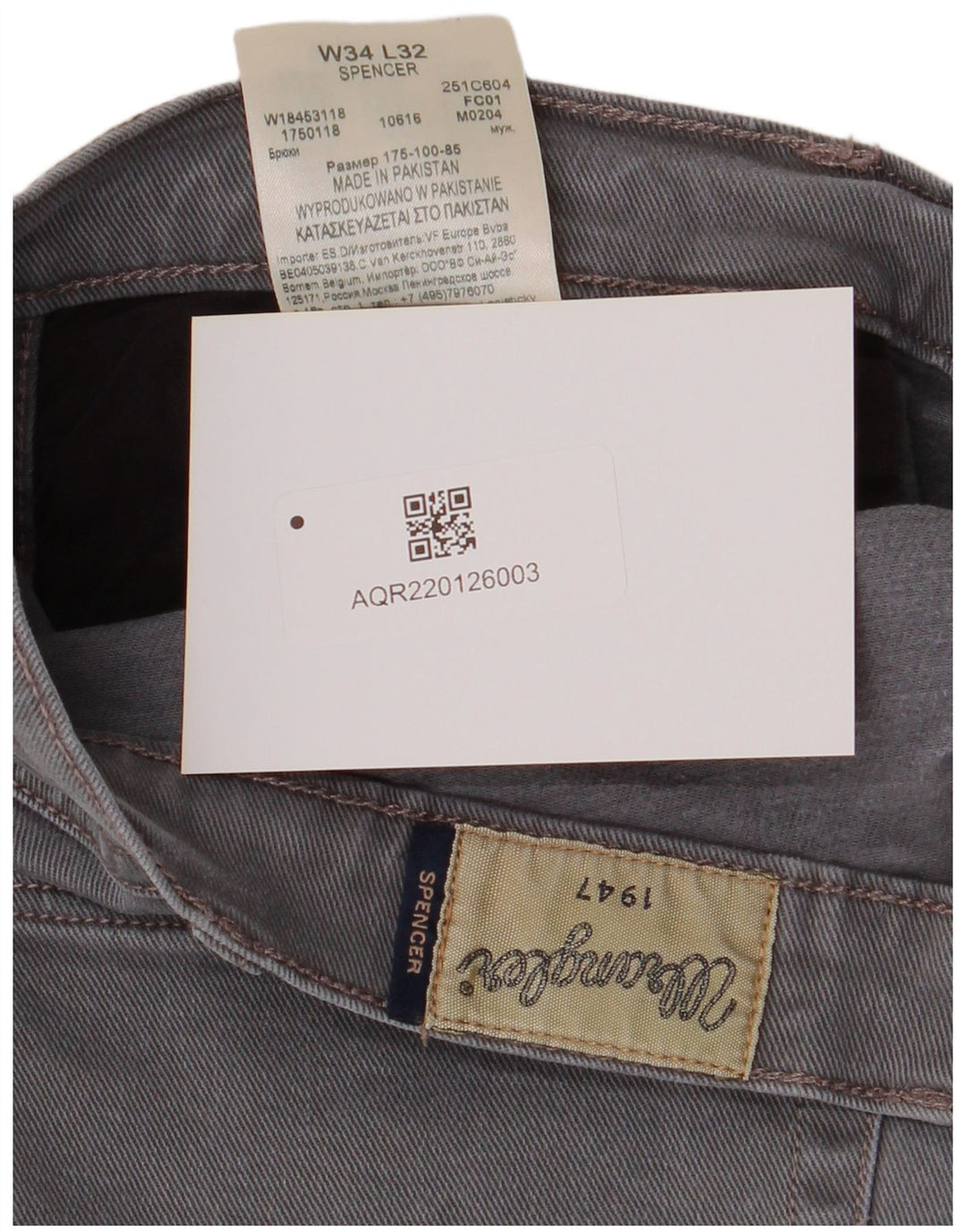 Wrangler Herren Spencer Straight Jeans W34 L32 Graue Baumwolle