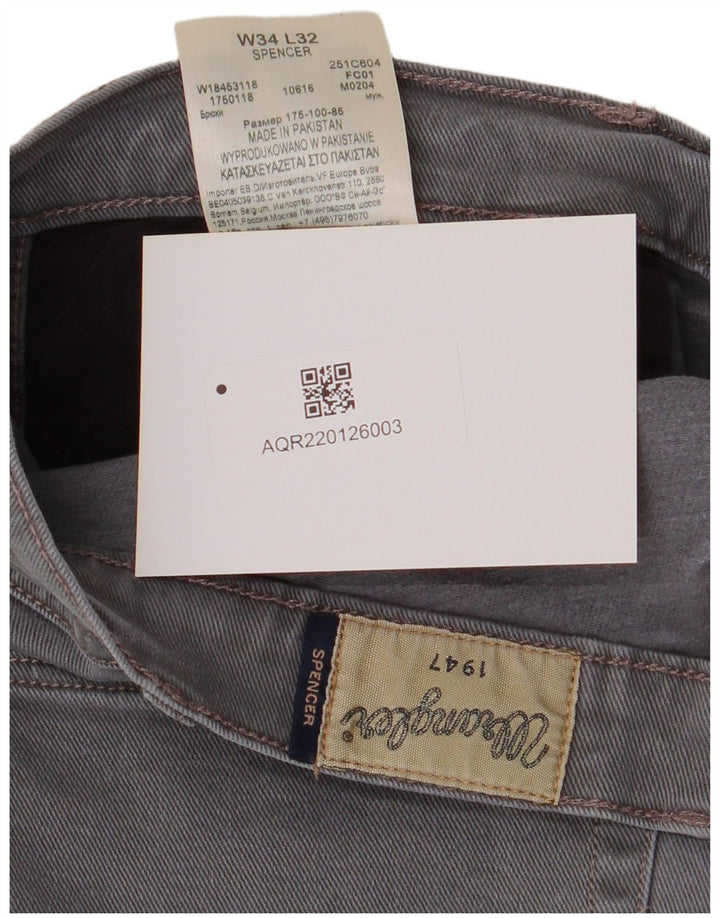 Wrangler Herren Spencer Straight Jeans W34 L32 Graue Baumwolle