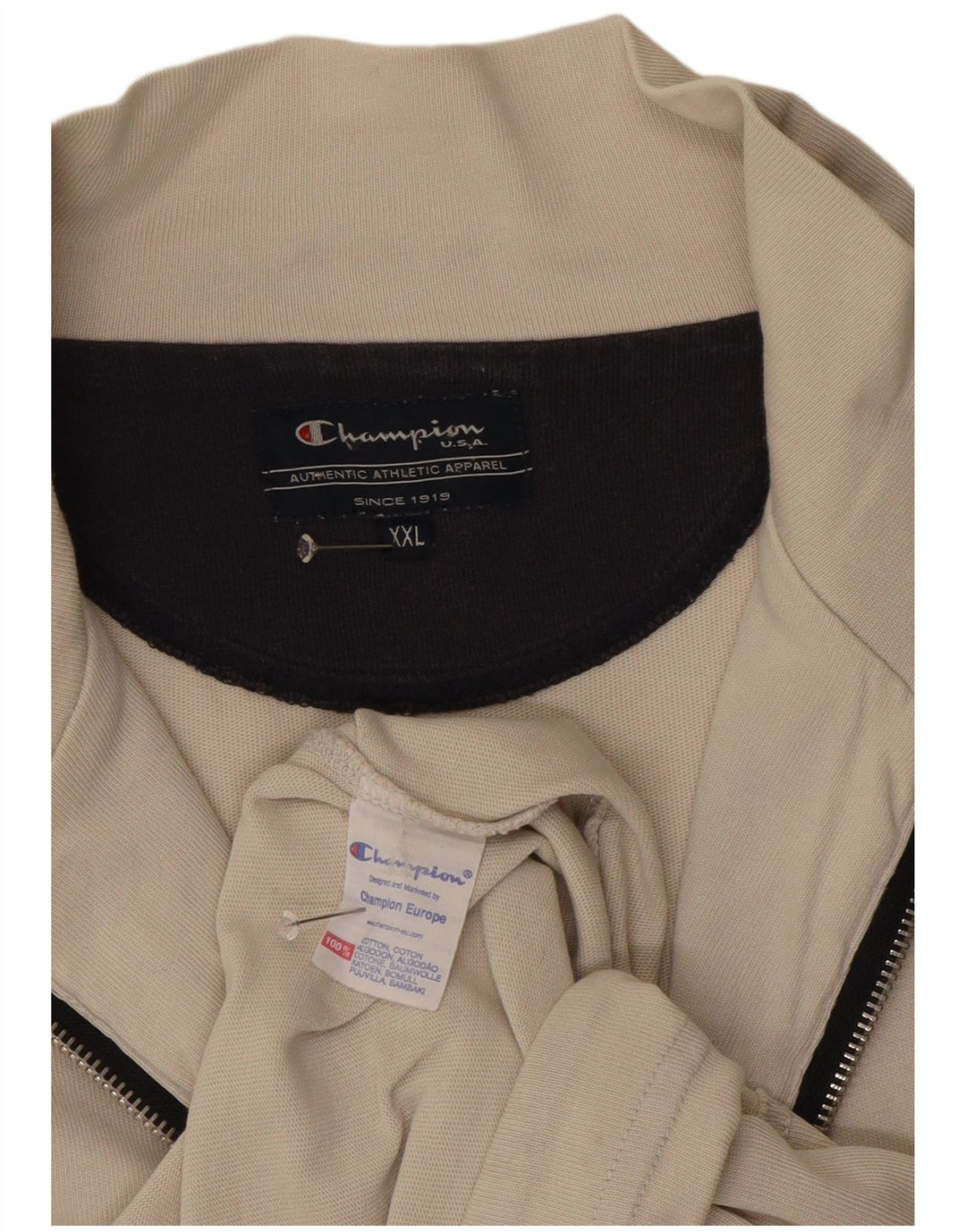Champion Herren-Trainingsanzug-Oberteil, Jacke, 2XL, Beige, Baumwolle