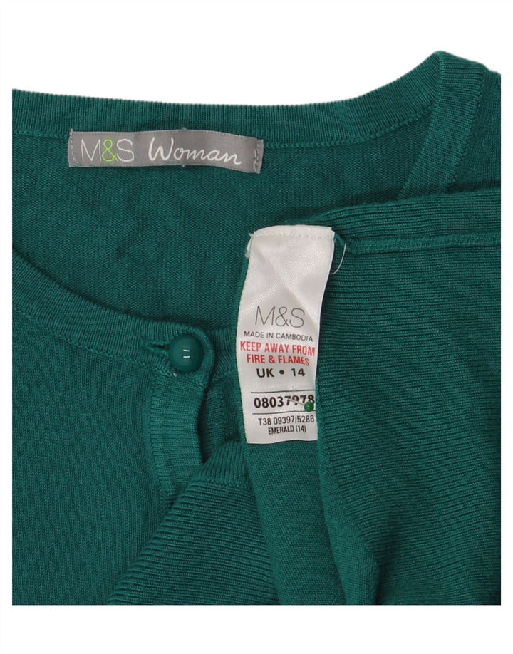 Marks & Spencer Damen-Cardigan-Pullover UK 14 Mittelgrüne Viskose