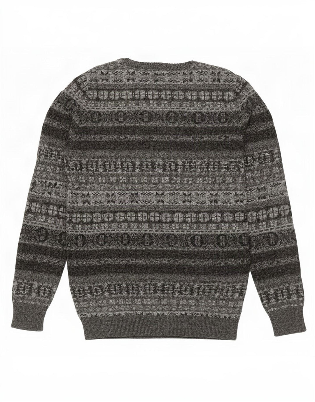 Marlboro Classics Herren-Pullover mit Rundhalsausschnitt, 2XL, graue Fair-Isle-Wolle