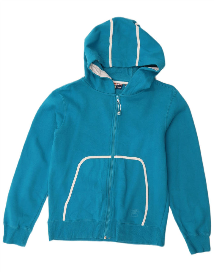 Fila Damen Zip Hoodie Pullover UK 14 Mittelblau