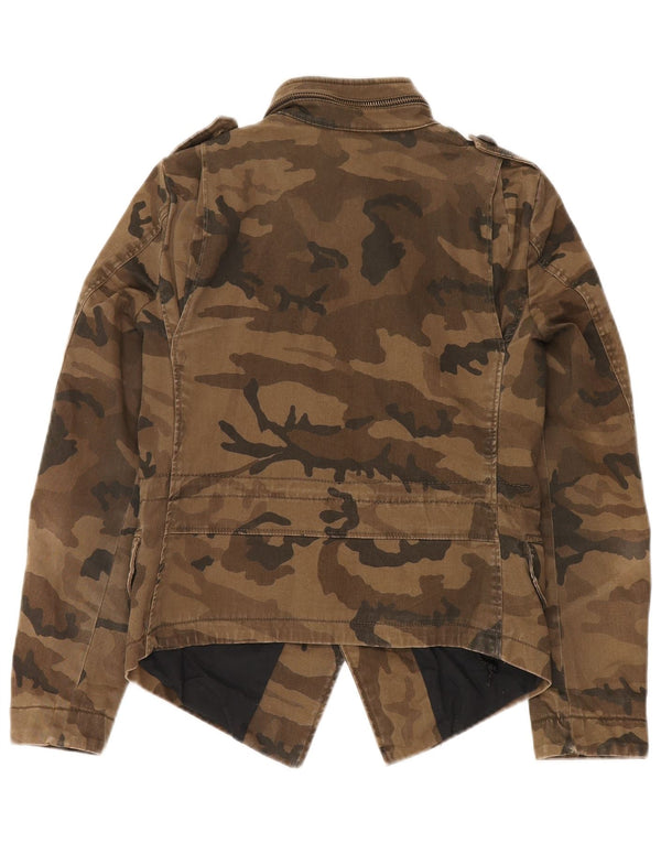 Zara Damen-Militärjacke mit Kapuze, UK 10, kleine braune Tarnung