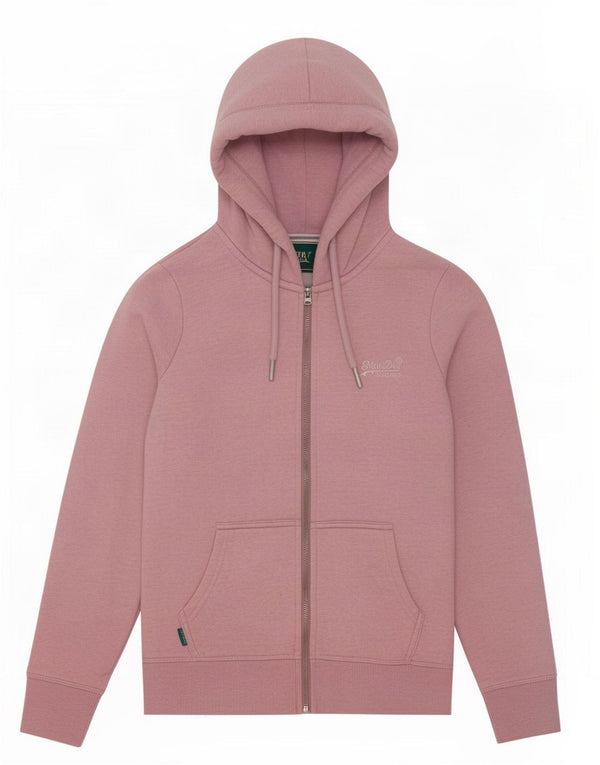 Superdry Damen-Kapuzenpullover mit Reißverschluss, UK 12, mittelrosa, Baumwolle