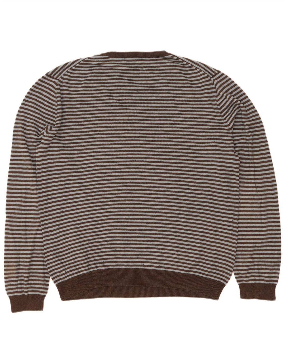 Gap Herren-Pullover mit V-Ausschnitt, groß, braun gestreift, Baumwolle