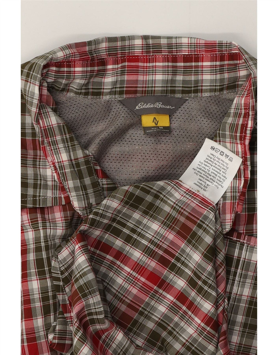 EDDIE BAUER Herren Kurzarmhemd Medium Khaki Check Polyester