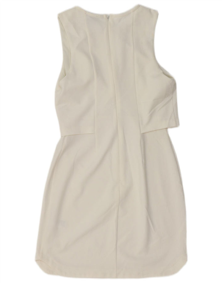 Topshop Damen Ärmelloses Etuikleid UK 10 Small Weiß Polyester