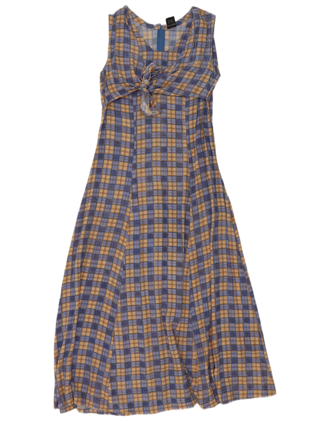 We Be Bop Ärmelloses Maxikleid für Damen, UK 12, Mittelblau, kariert, Viskose