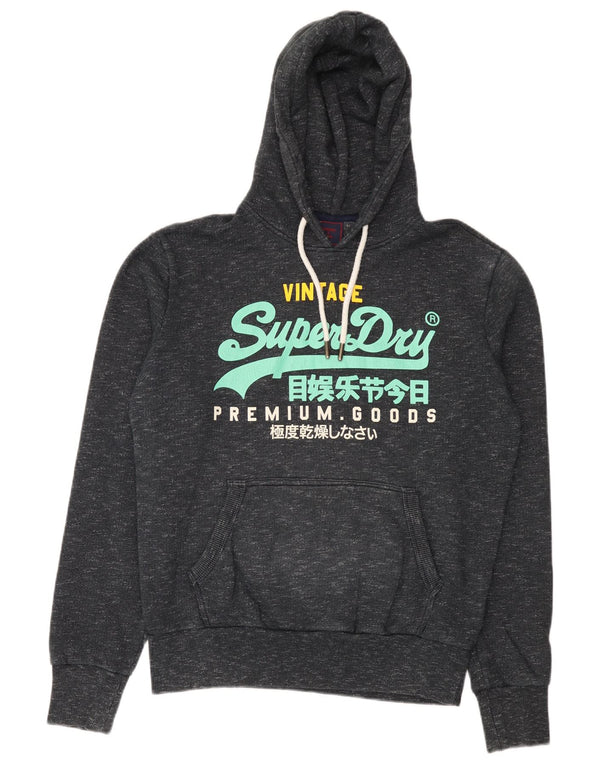 Superdry Herren-Pullover mit grafischem Kapuzenpullover, mittelmarineblau gesprenkelte Baumwolle
