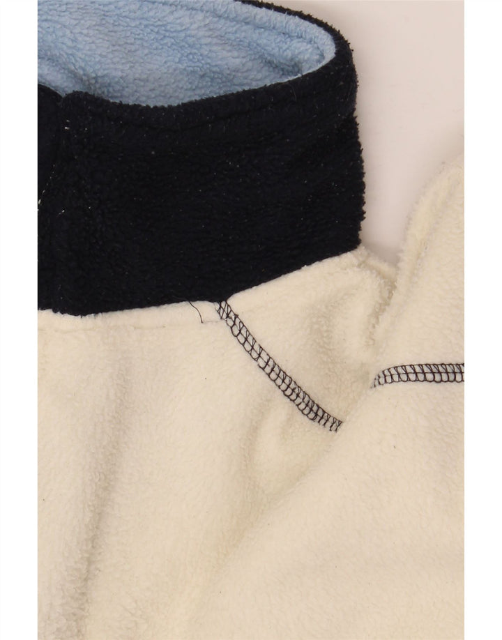 Iceberg Herren-Fleecepullover mit Reißverschluss am Hals, XL, weißes Farbblock-Polyester