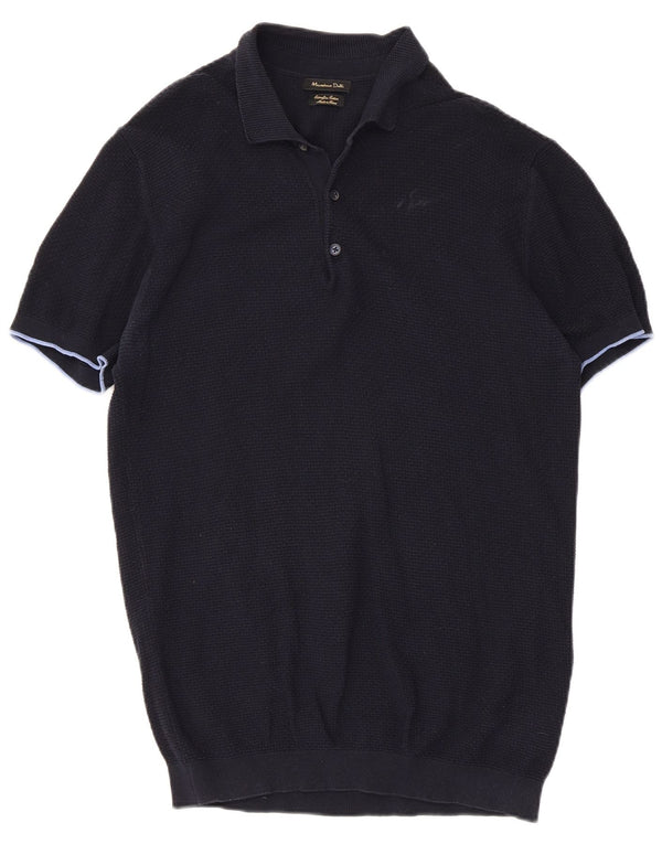 Massimo Dutti Herren-Poloshirt, große marineblaue Baumwolle