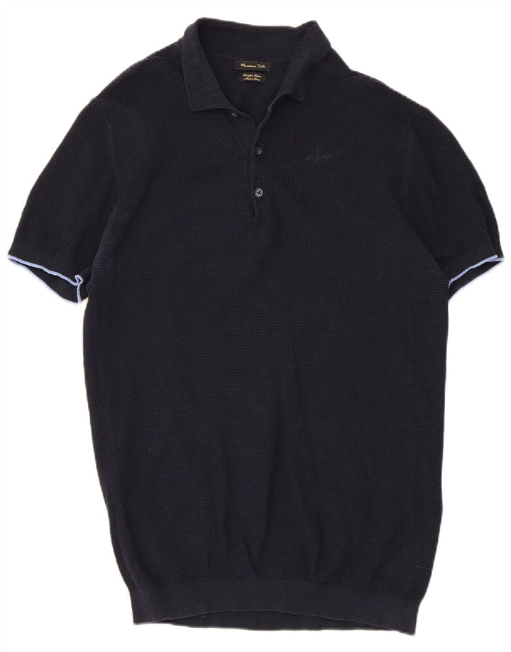 Massimo Dutti Herren-Poloshirt, große marineblaue Baumwolle