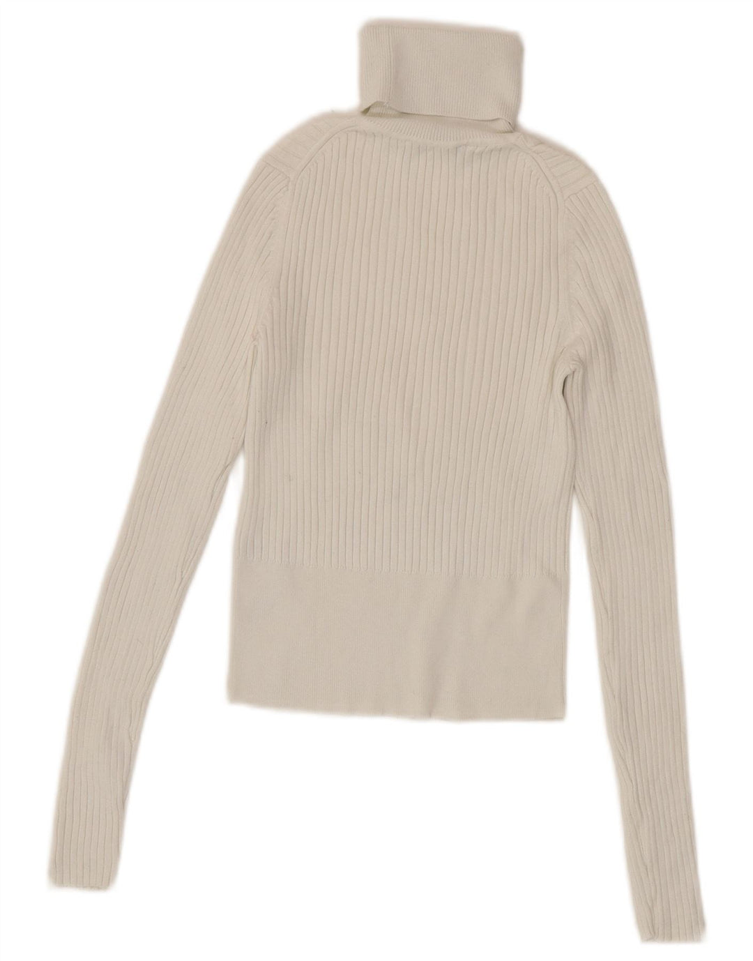 Zara Damen Crop Rollkragenpullover Pullover UK 8 Small Weiße Viskose