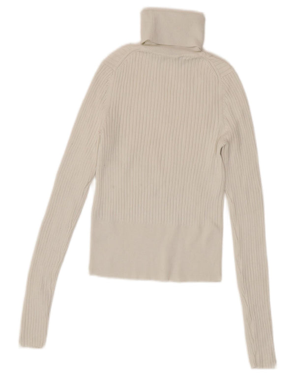 Zara Damen Crop Rollkragenpullover Pullover UK 8 Small Weiße Viskose
