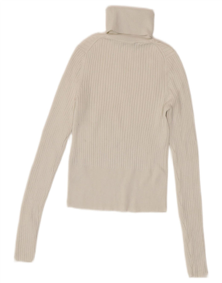 Zara Damen Crop Rollkragenpullover Pullover UK 8 Small Weiße Viskose