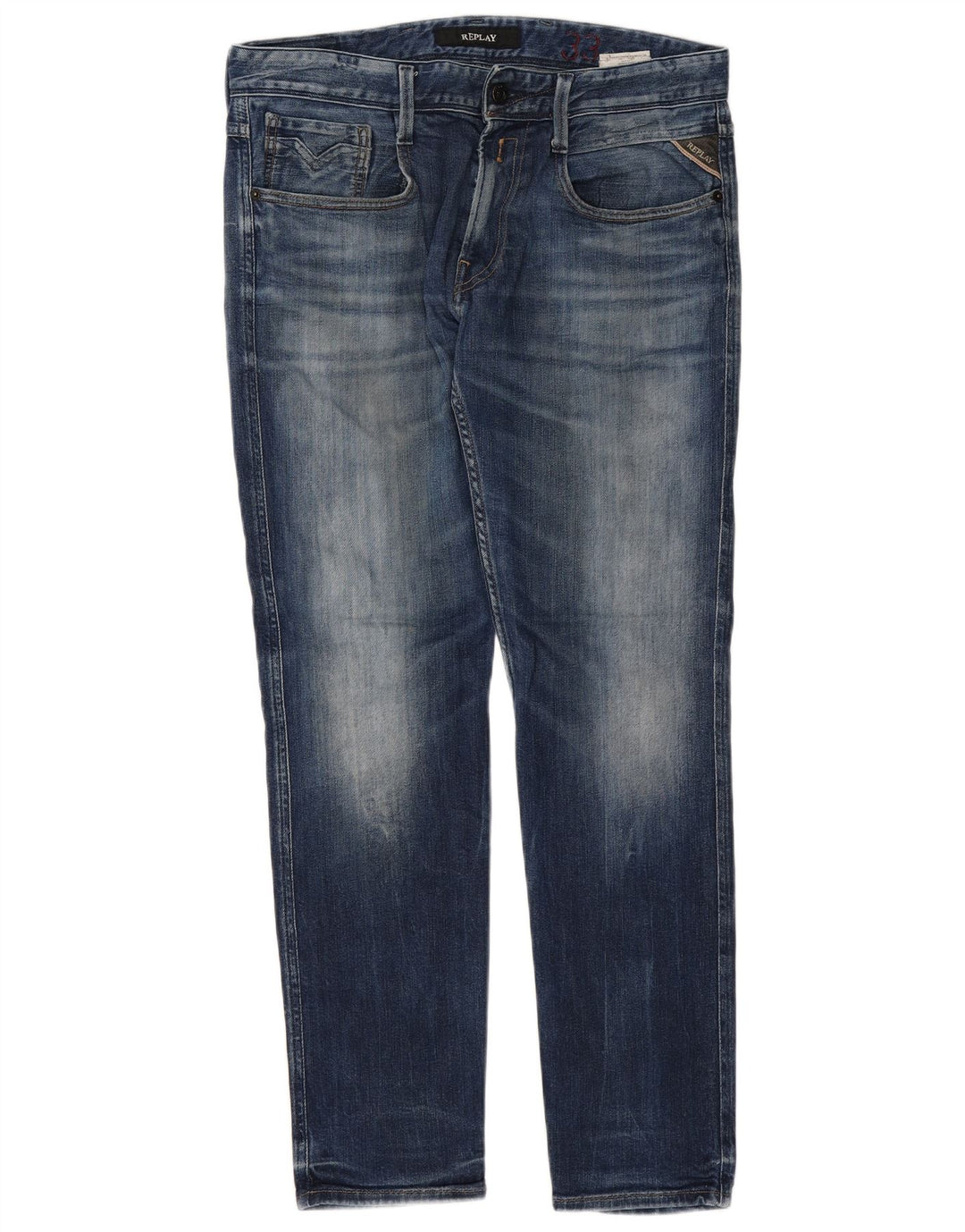 Replay Herren Slim Jeans W33 L32 Blaue Baumwolle