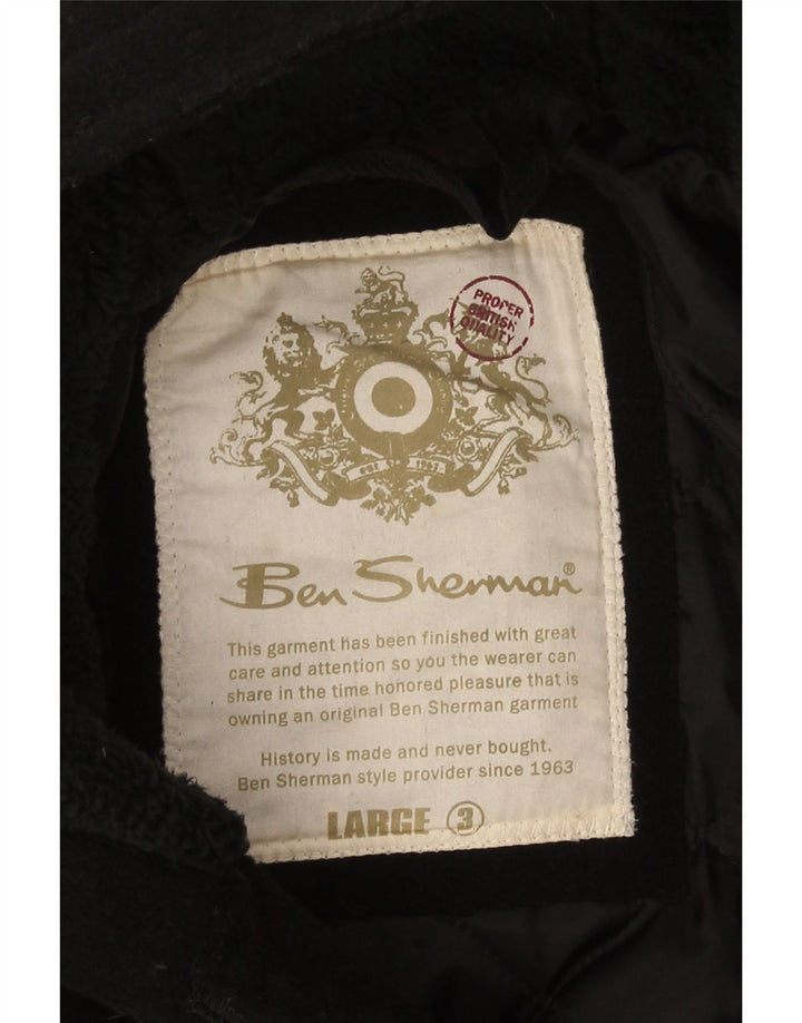Ben Sherman Herren-Parka mit Kapuze, UK 40, große schwarze Wolle