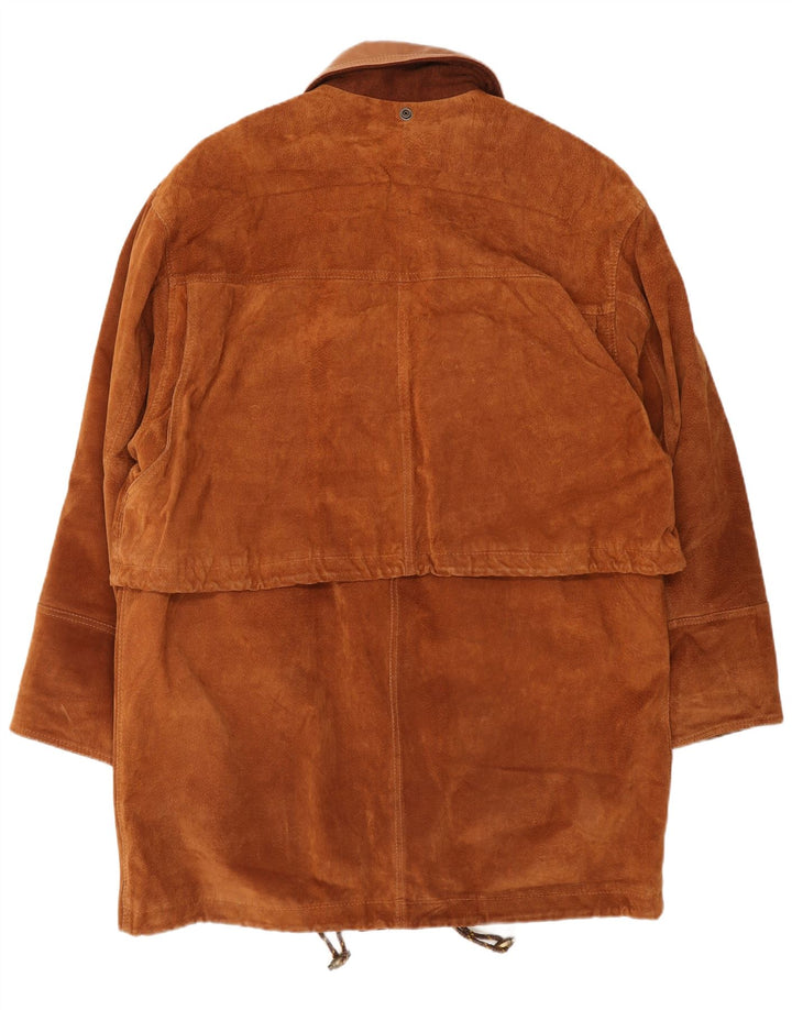 Vintage Herren Wildledermantel IT 48 Mittelbraunes Leder