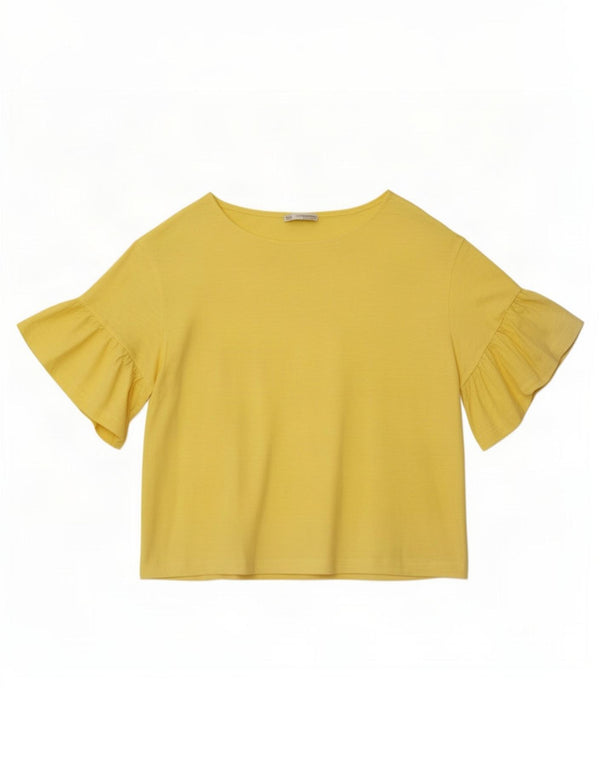 Übergroßes T-Shirt-Oberteil für Damen von Zara, UK 10, Größe S, Gelb, Baumwolle