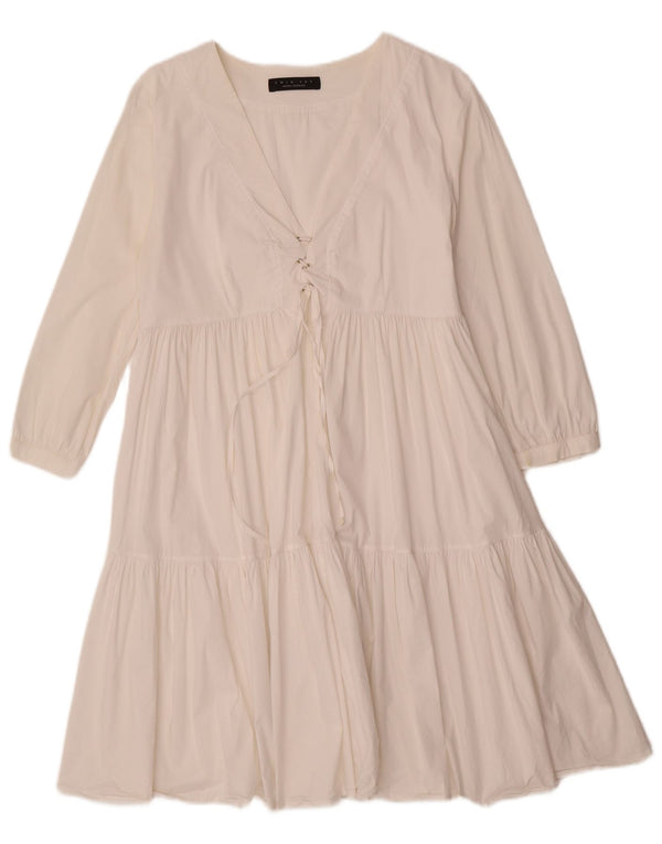 Simona Barbieri Damen Twin-Set 3/4-Ärmel-Stufenkleid UK 12 Mittelweiß