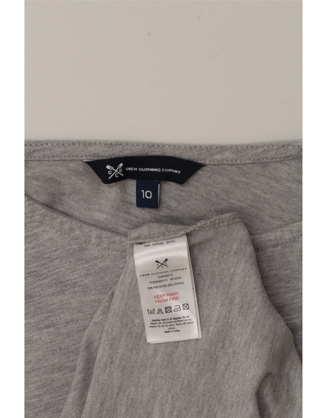 Crew Clothing Damen-Top, 3/4-Ärmel, UK-Größe 10, Größe S, Grau, Polyester