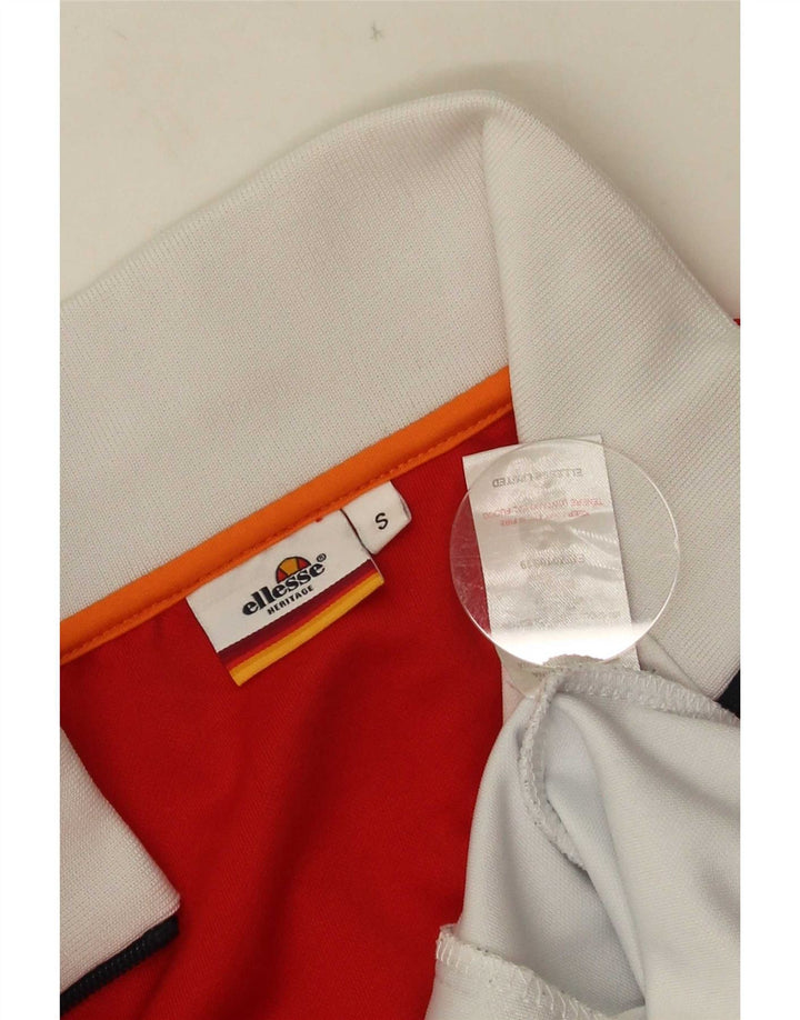 Ellesse Herren-Trainingsanzug-Oberteil, Jacke, klein, weißes Farbblock-Polyester