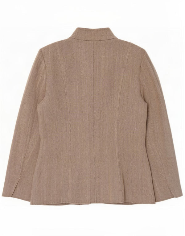 Calvin Klein Damen 5-Knopf-Blazerjacke US 14 XL Beige Herringbone Rayon