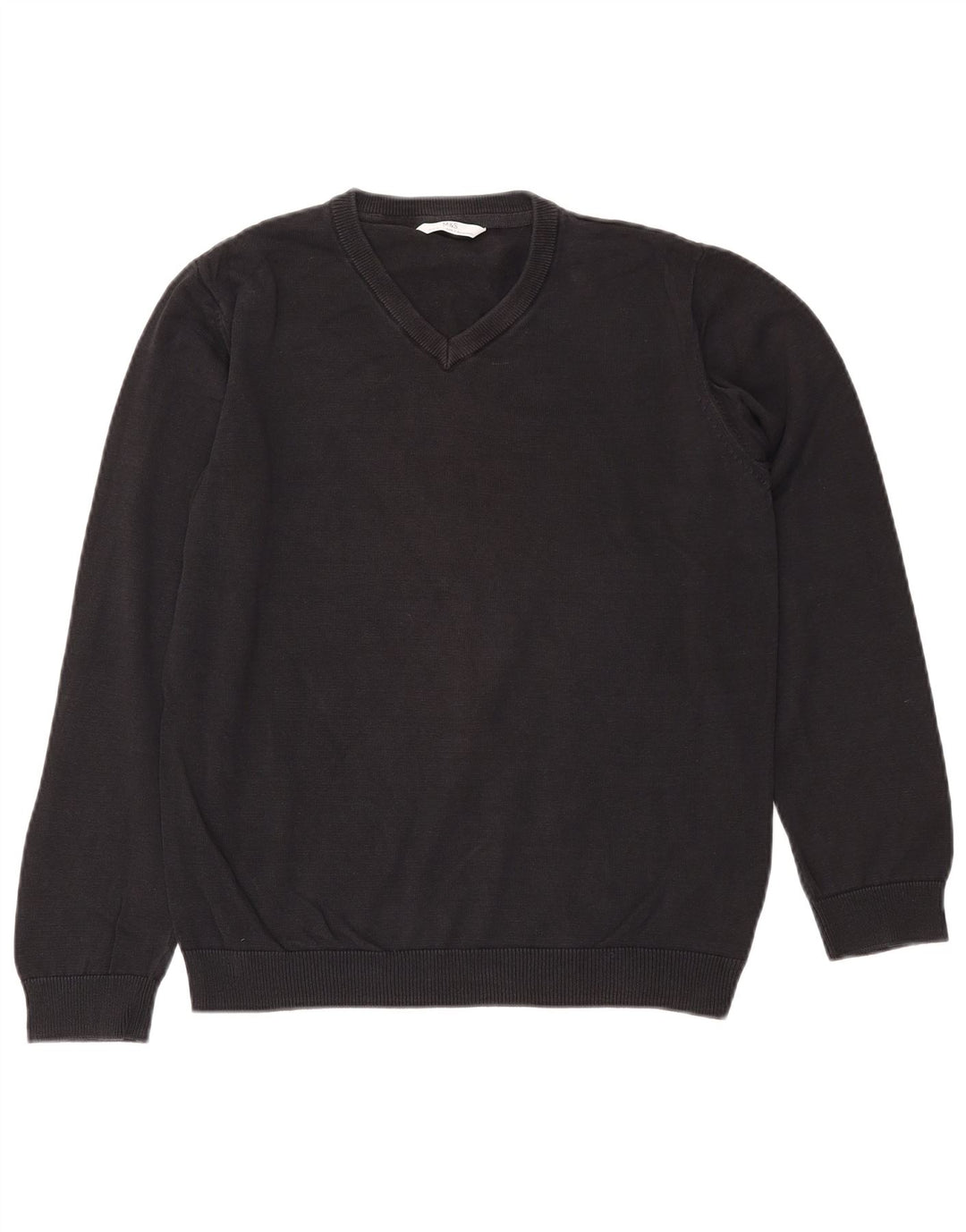 Marks & Spencer Jungen-Pullover mit V-Ausschnitt, 14–15 Jahre, schwarze Baumwolle