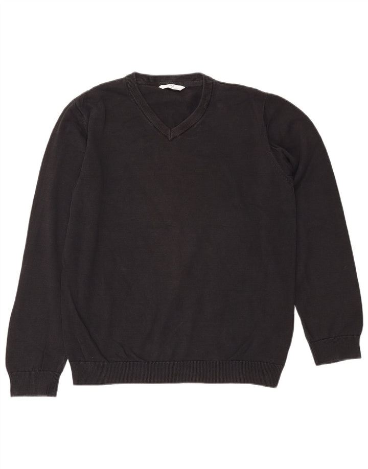 Marks & Spencer Jungen-Pullover mit V-Ausschnitt, 14–15 Jahre, schwarze Baumwolle