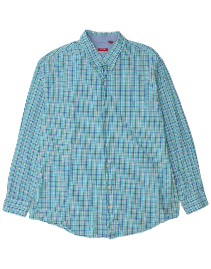 IZOD Herren-Hemd, groß, 2XL, blau kariert, Baumwolle