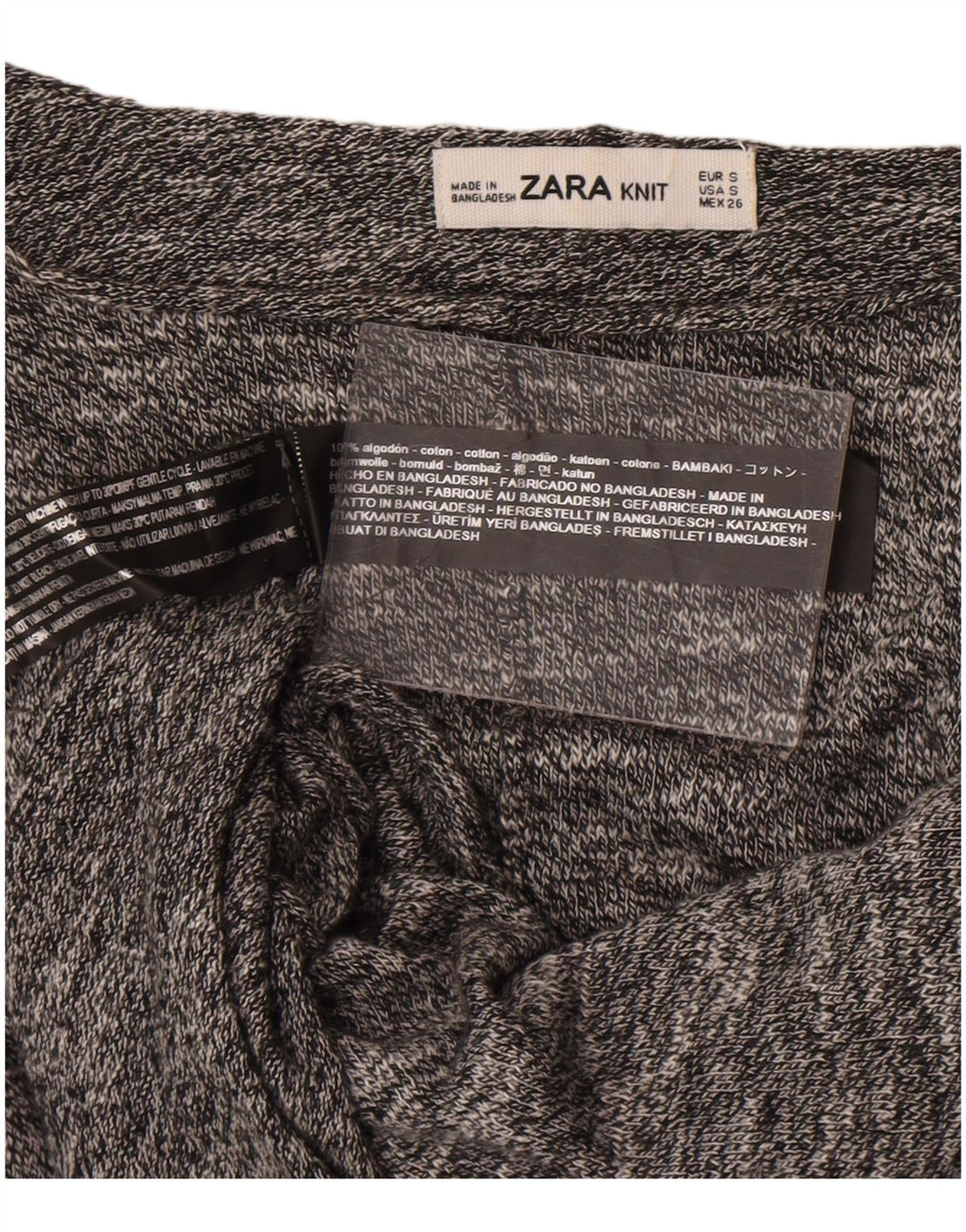 Übergroßer Damen-Pullover mit U-Boot-Ausschnitt von Zara, Gr. 10, Größe S, Grau meliert