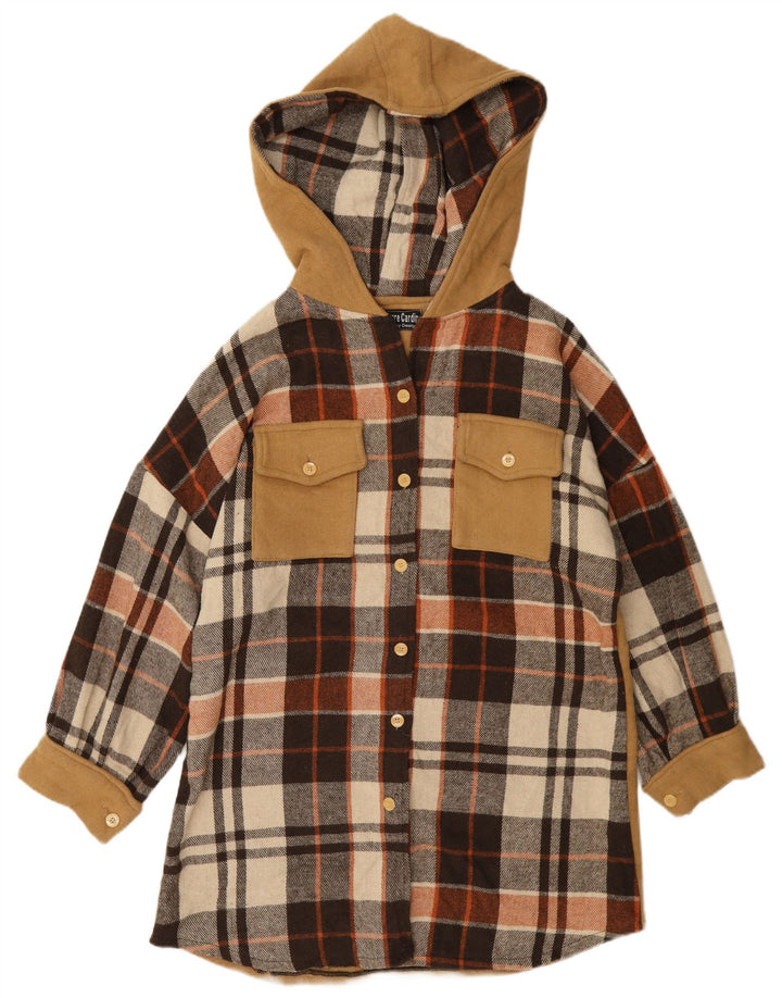 Pierre Cardin Damen Overshirt Flanellhemd UK 14 Mittelbraunes Gingham