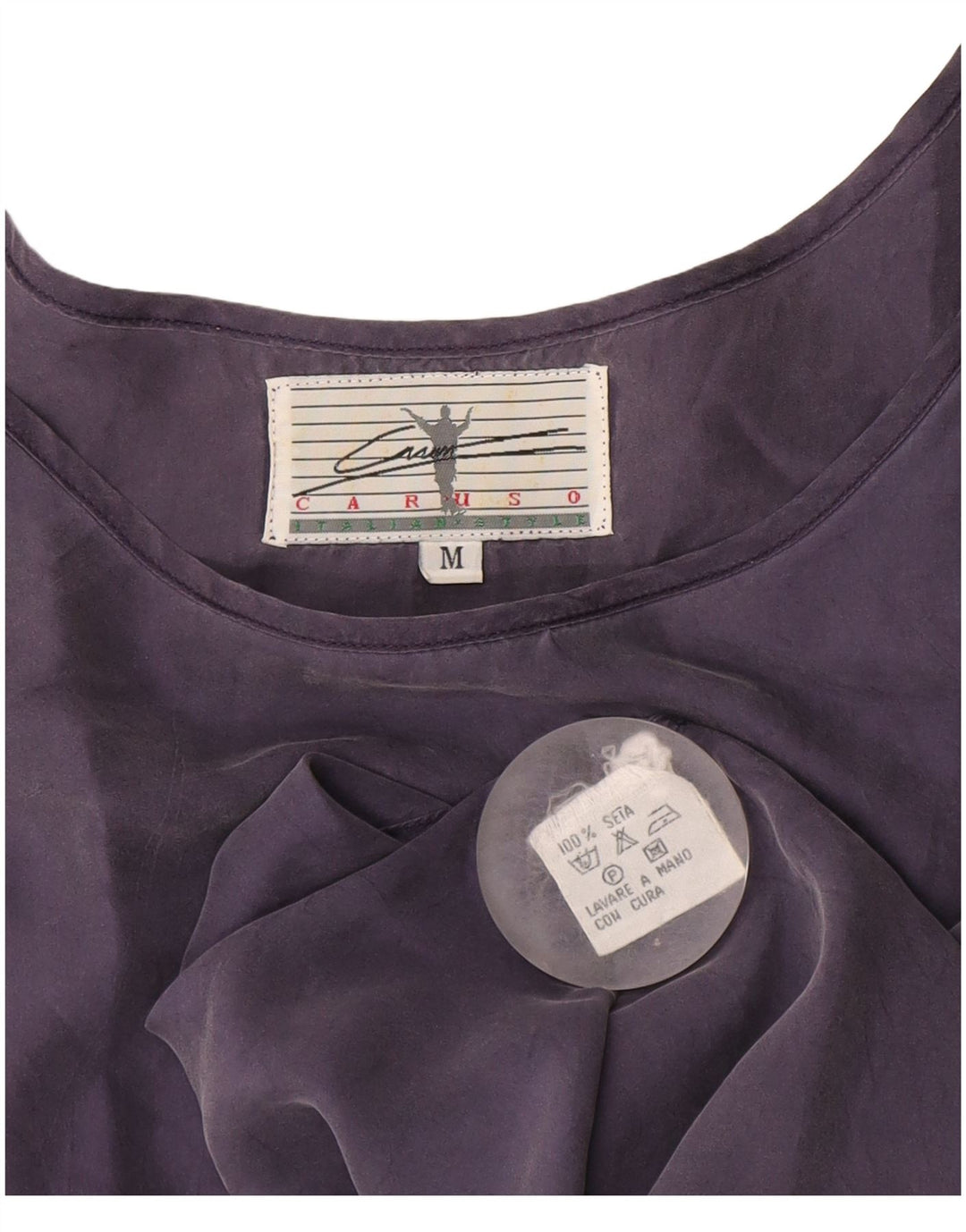 Caruso Damen ärmelloses Blusenoberteil UK 14 Medium Navy Blue Silk