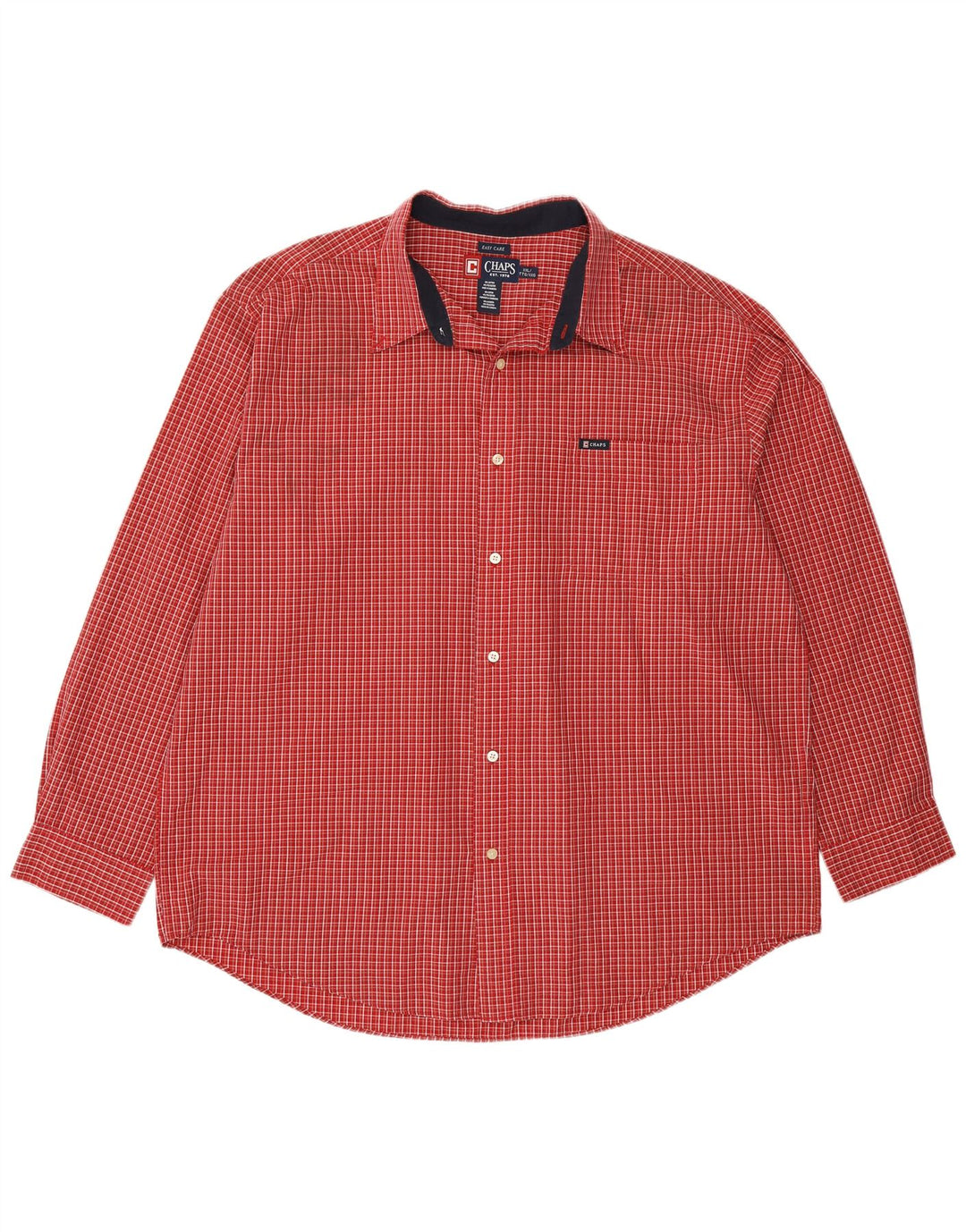 Chaps Herrenhemd 2XL, rot kariert, Baumwolle