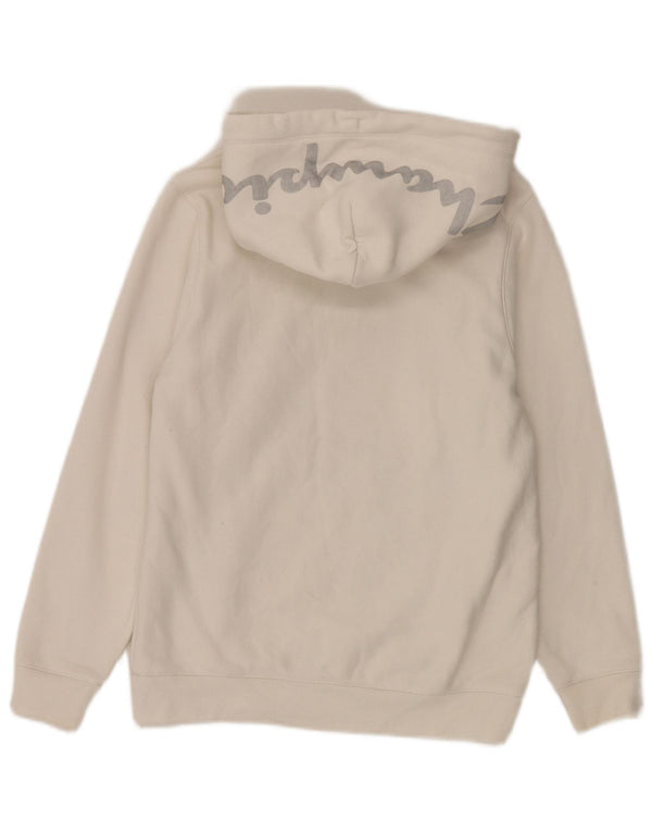 Champion Womens Loose Fit Graphic Hoodie Pullover UK 4 XS Weiße Baumwolle