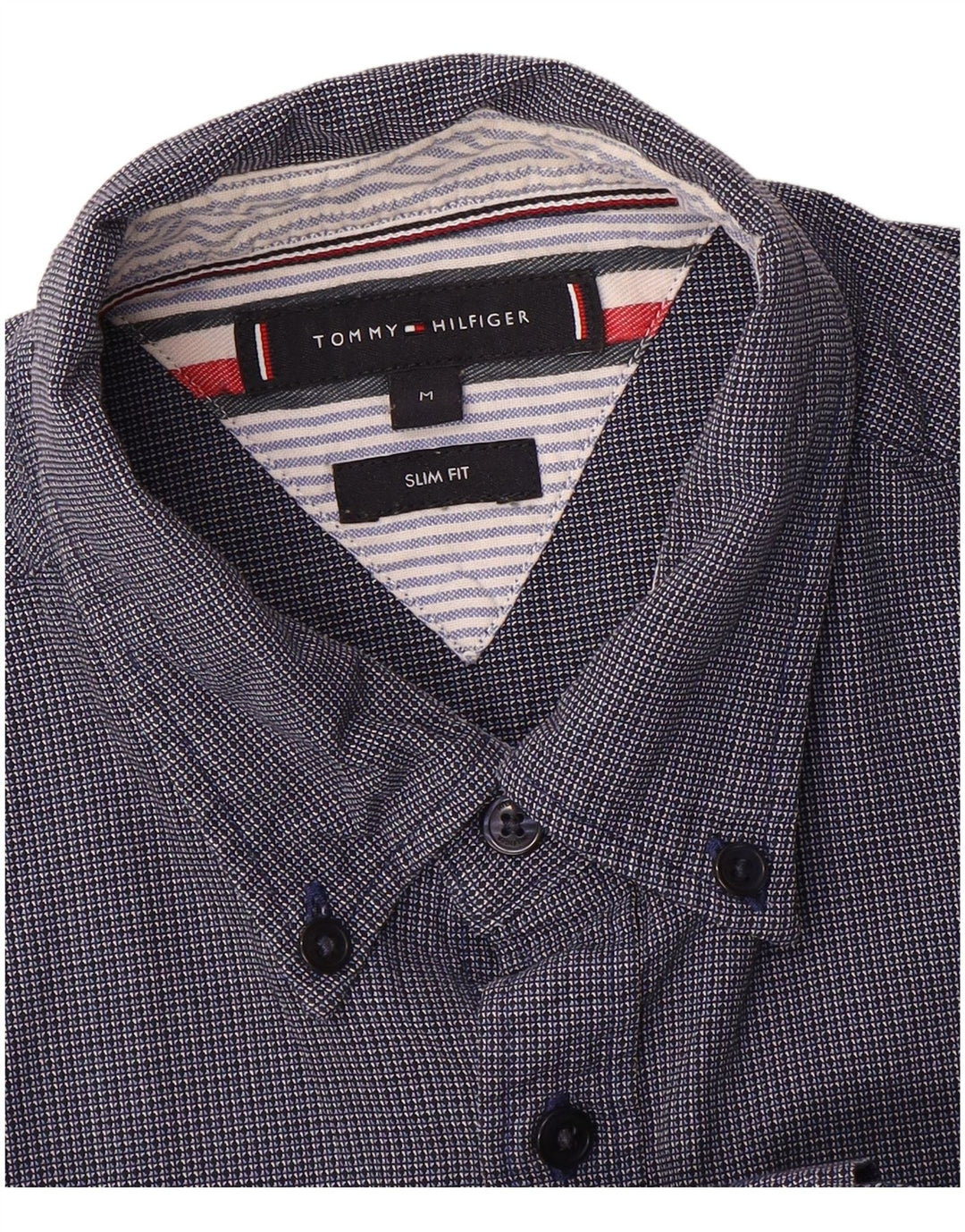 Tommy Hilfiger Herren-Slim-Fit-Hemd, mittelblau, kariert