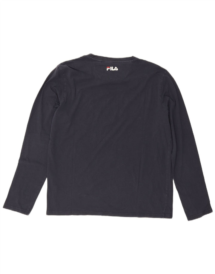 FILA Mens Graphic Top Long Sleeve XL Navy Blue Cotton