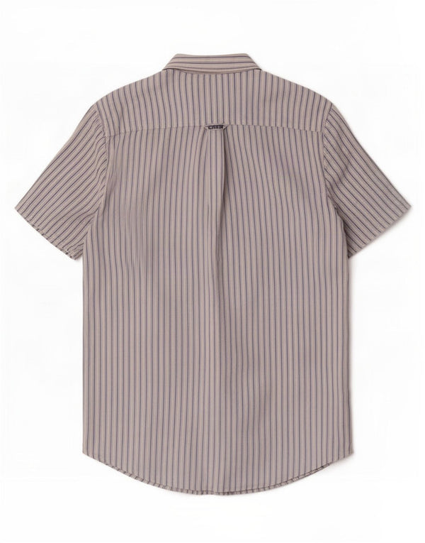 Crew Clothing Mens Short Sleeve Shirt Medium White Pinstripe Linen