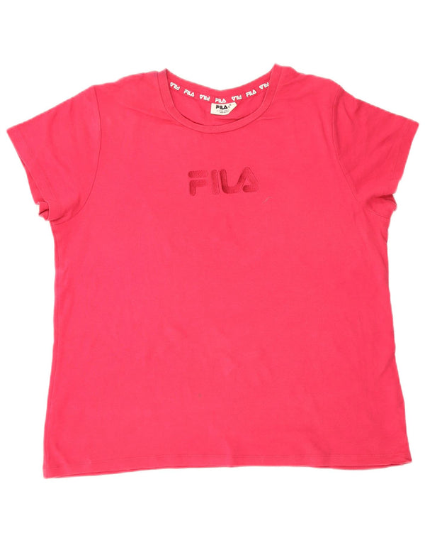 Fila Damen Grafik T-Shirt Top UK 18 XL Rosa Baumwolle