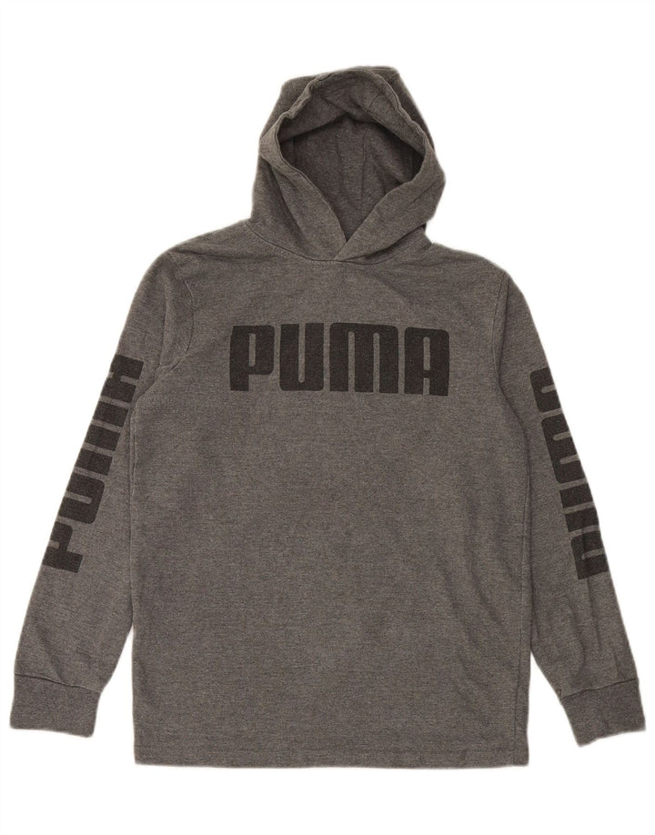PUMA Jungen Graphic Hoodie Pullover 12–13 Jahre große graue Baumwolle
