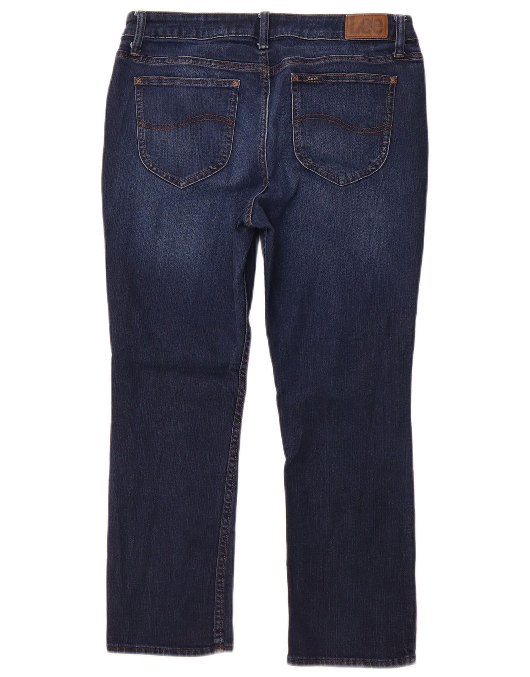 LEE Damen Crop Mid Rise Straight Jeans W32 L25 Marineblau