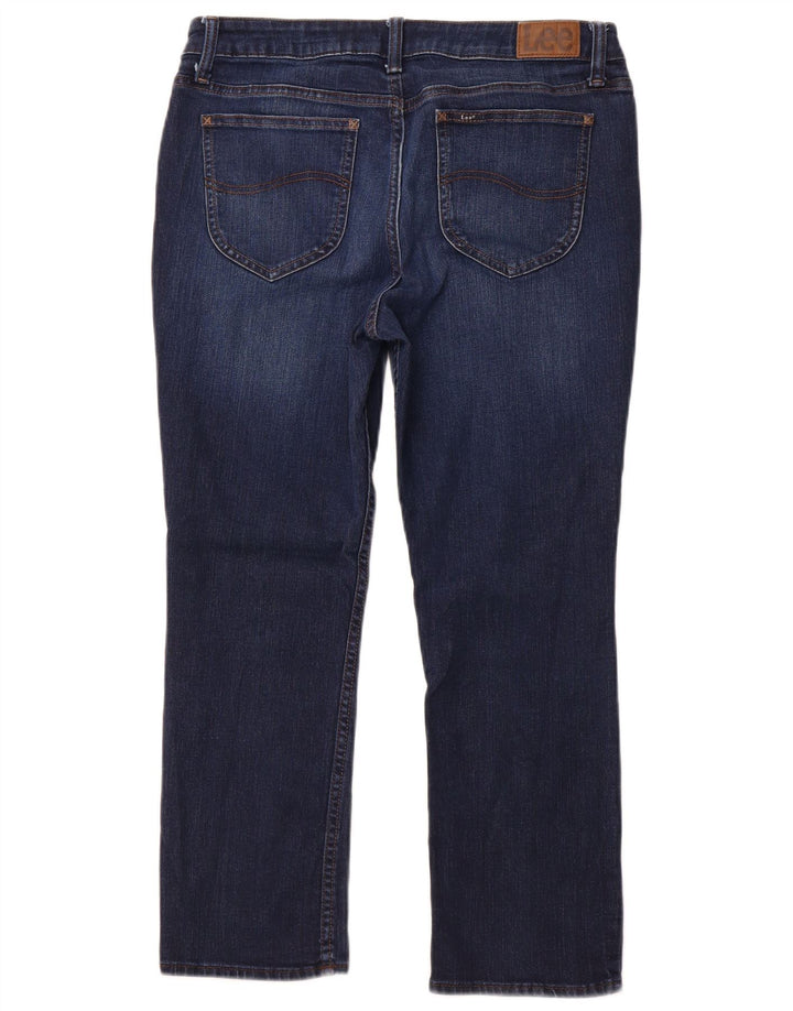 LEE Damen Crop Mid Rise Straight Jeans W32 L25 Marineblau