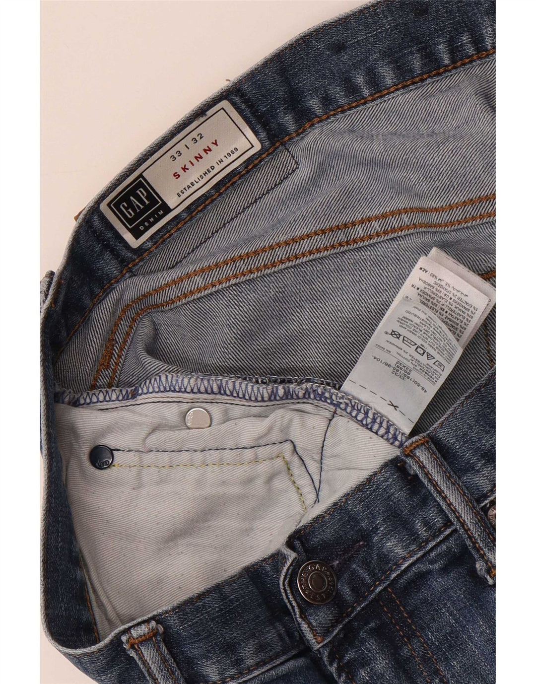 Gap Herren Skinny Jeans W33 L32 Blaue Baumwolle