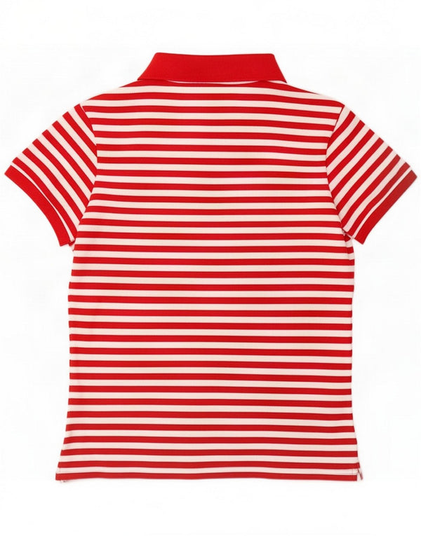 Lacoste Damen-Poloshirt, Größe 40, mittelrot gestreift, Baumwolle