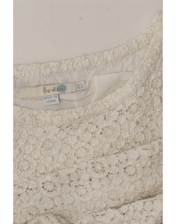 Boden Damen Crop Lace Bluse Top UK 8 Small Weiß
