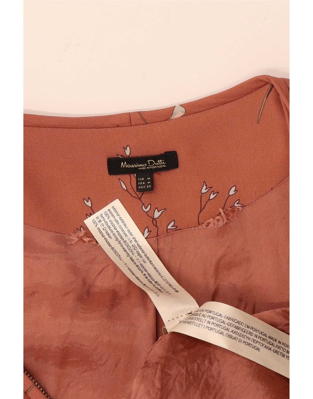 Massimo Dutti Damen Bomberjacke UK 12 Mittelrosa Blumenviskose