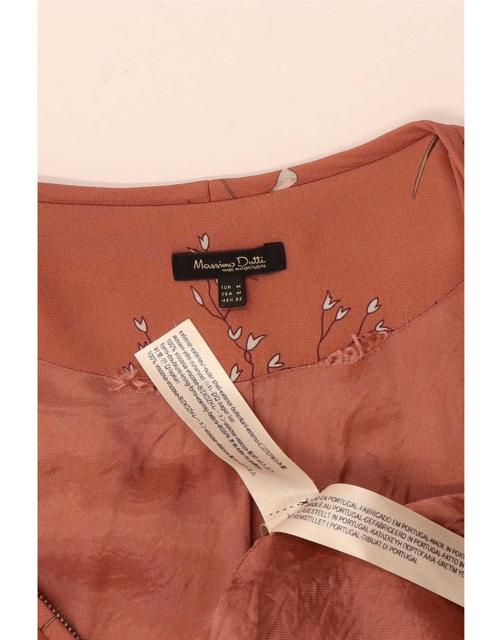 Massimo Dutti Damen Bomberjacke UK 12 Mittelrosa Blumenviskose
